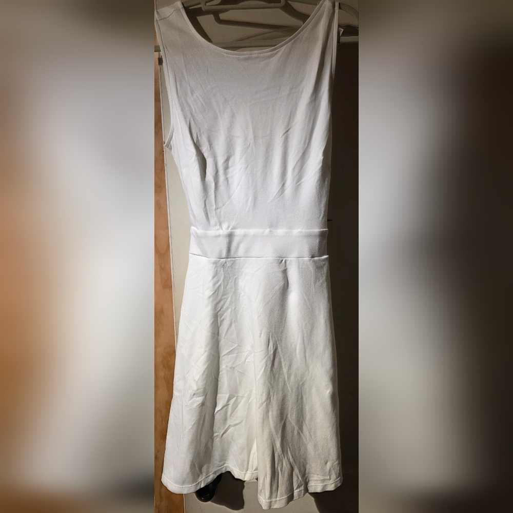 New York & Company White Tank Dress W/ Twist Knot Back
